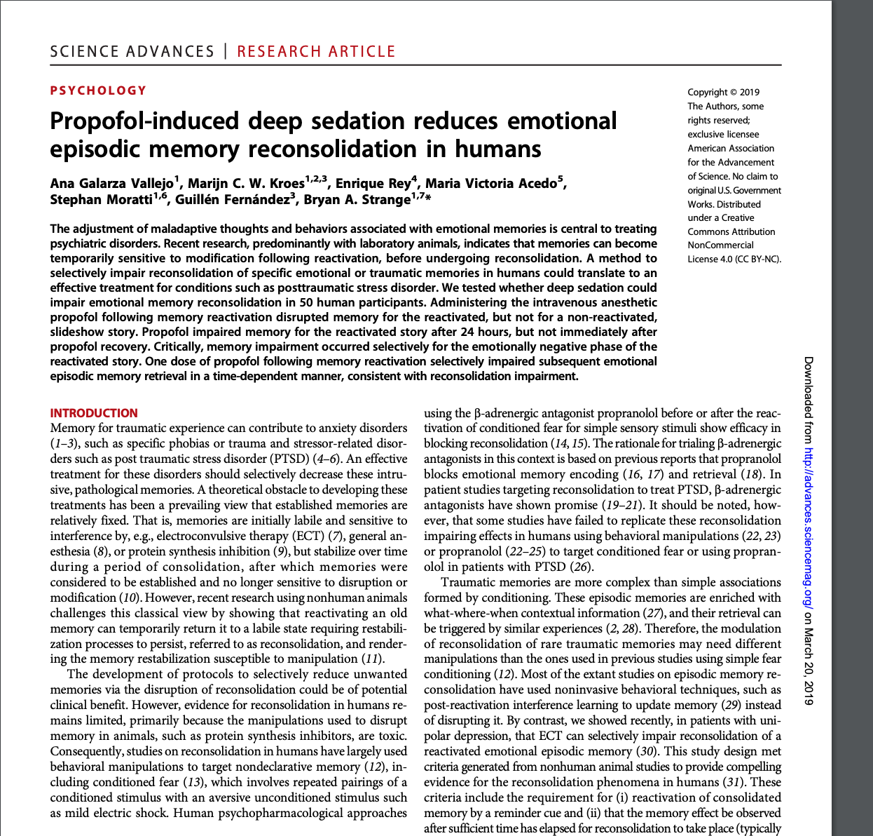 LINK: Amazing- Propofol Infusion Can Blunt Traumatic Memories 