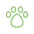 Green paw print icon representing pet friendly