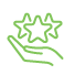 A hand holding a stars representing 5 star reviews