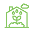 Line drawing of a watering can watering a plant in a pot representing sustainability
