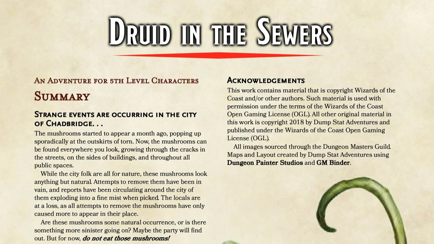 Druid in the Sewers - Adventure for 5th Level Characters