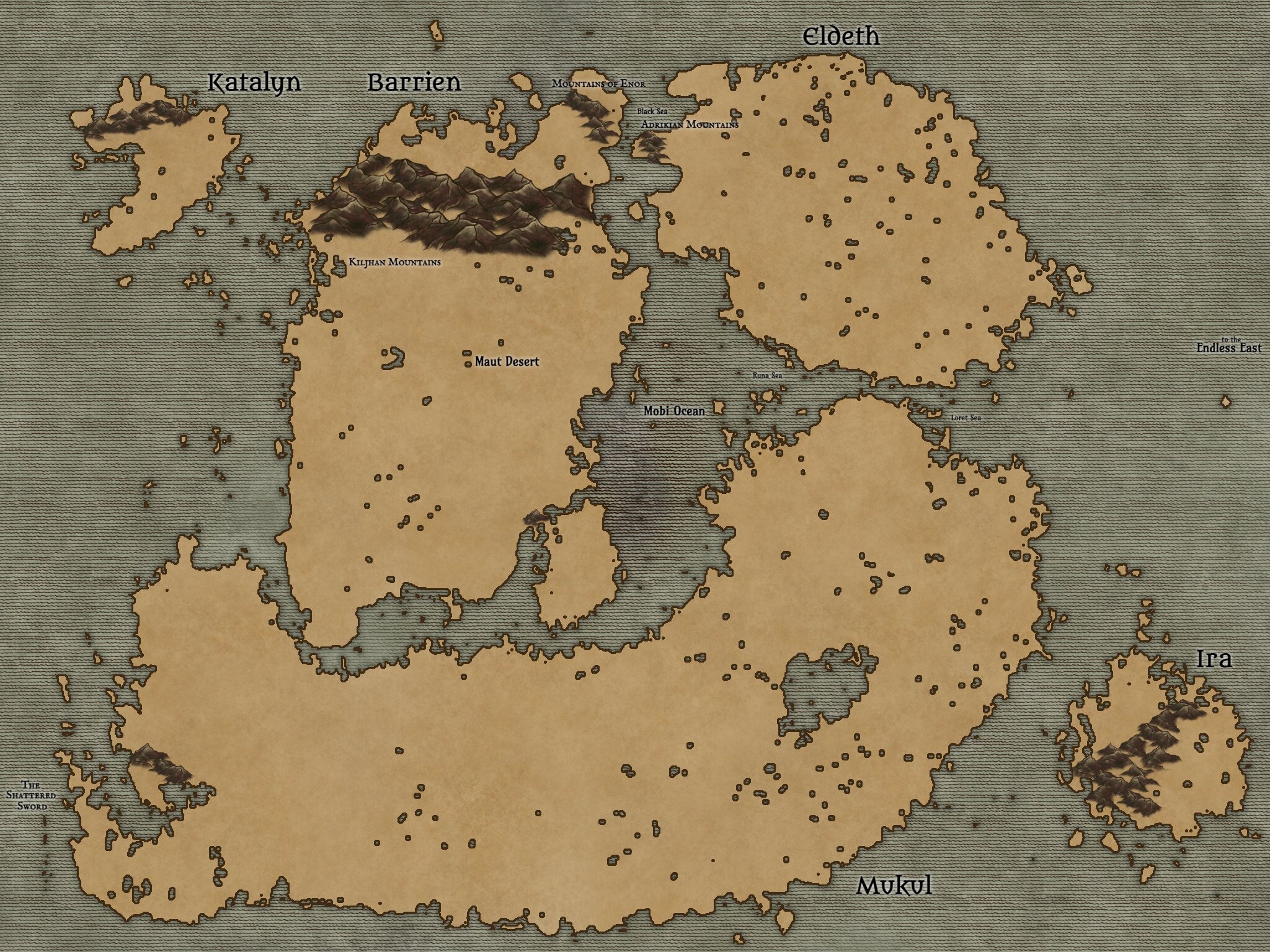 WIP new world map for a world-building project. Do the continents