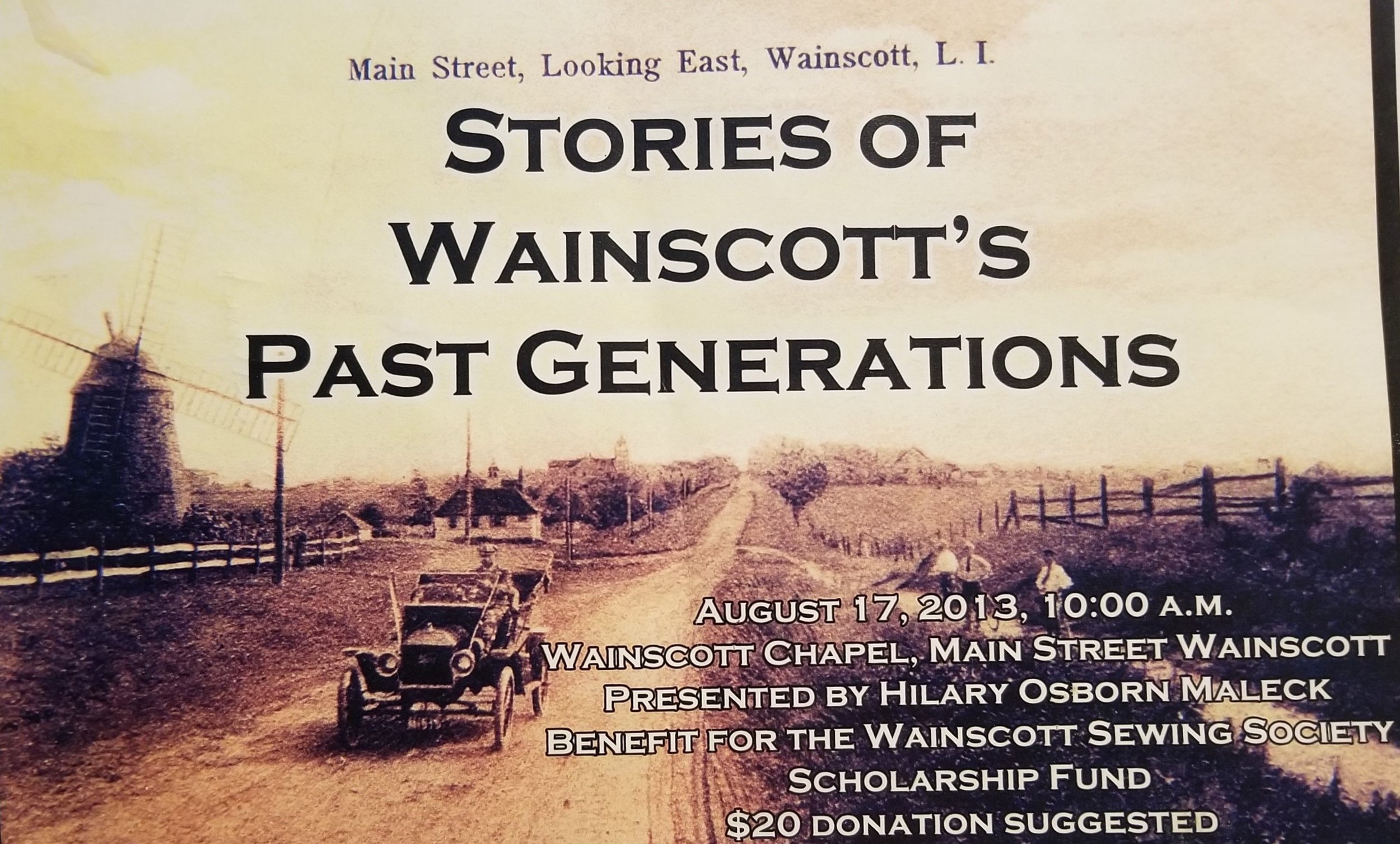 Historical Talks — Wainscott Chapel