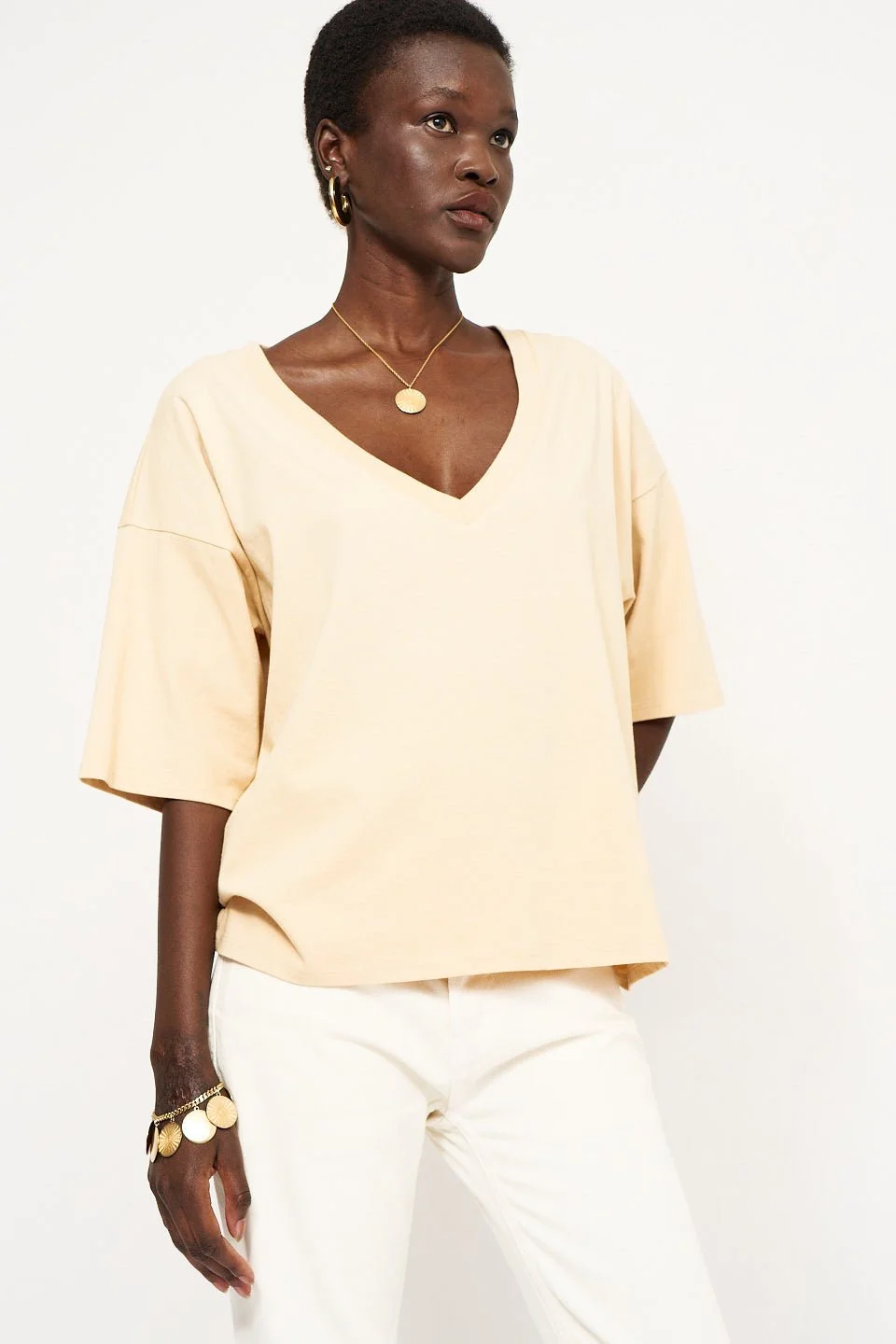 The V Tee in Butter