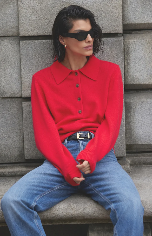 The Cashmere Polo in Cherry