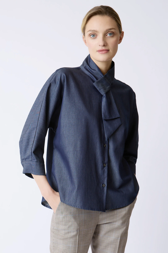 Vanessa Bow Blouse Indigo