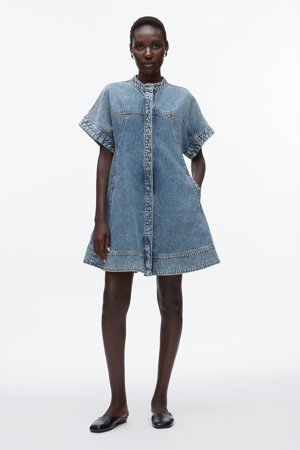 blue trapeze dress ERICA trapeze dress in Deep Navy – Elegantees main image 1