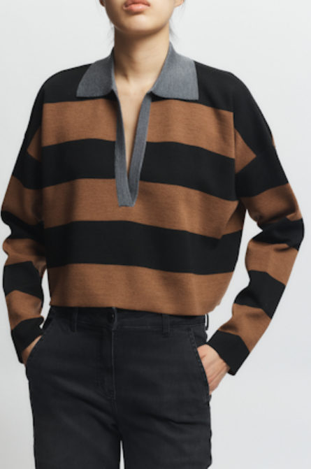 SAMIRA STRIPED KNIT POLO