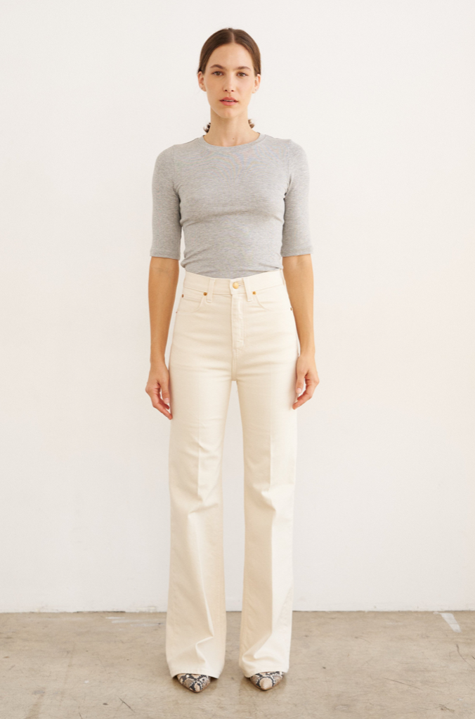 The Rib Elbow Crew in Heather Grey