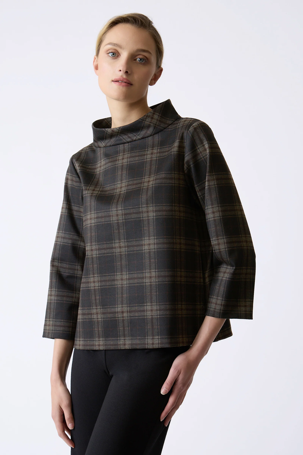 Emery Top Brown Plaid