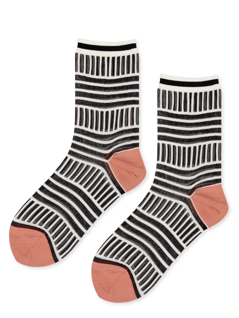 Tulle Mix Stripe Sheer Crew