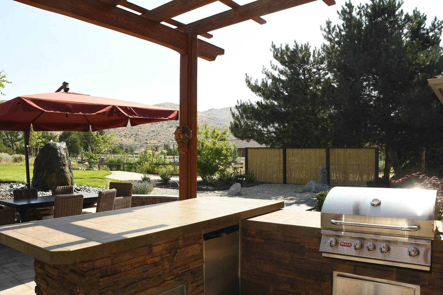 Outdoor kitchen with pergola Carson City NV