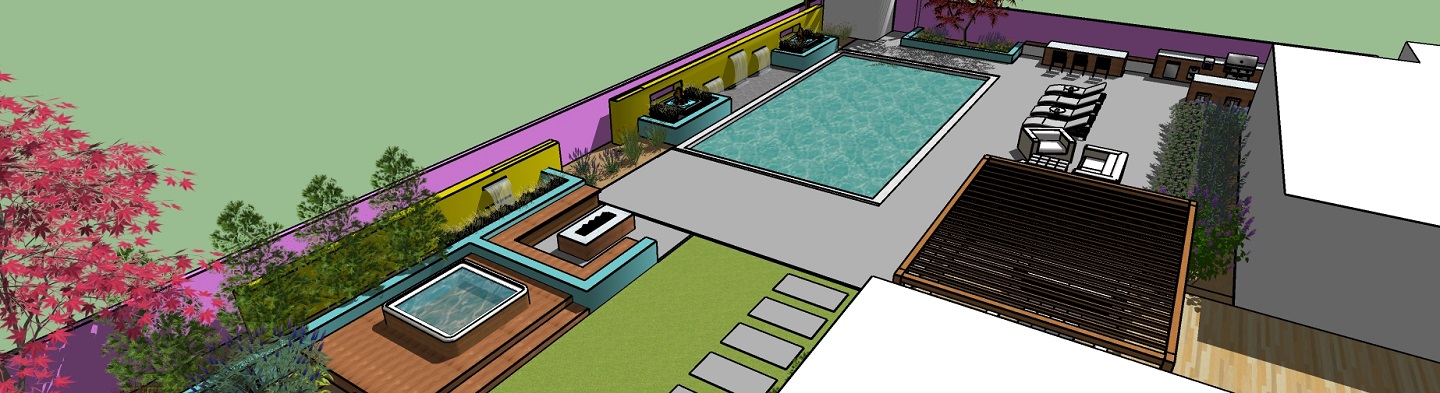 Backyard landscaping with pool and spa in Sparks, NV