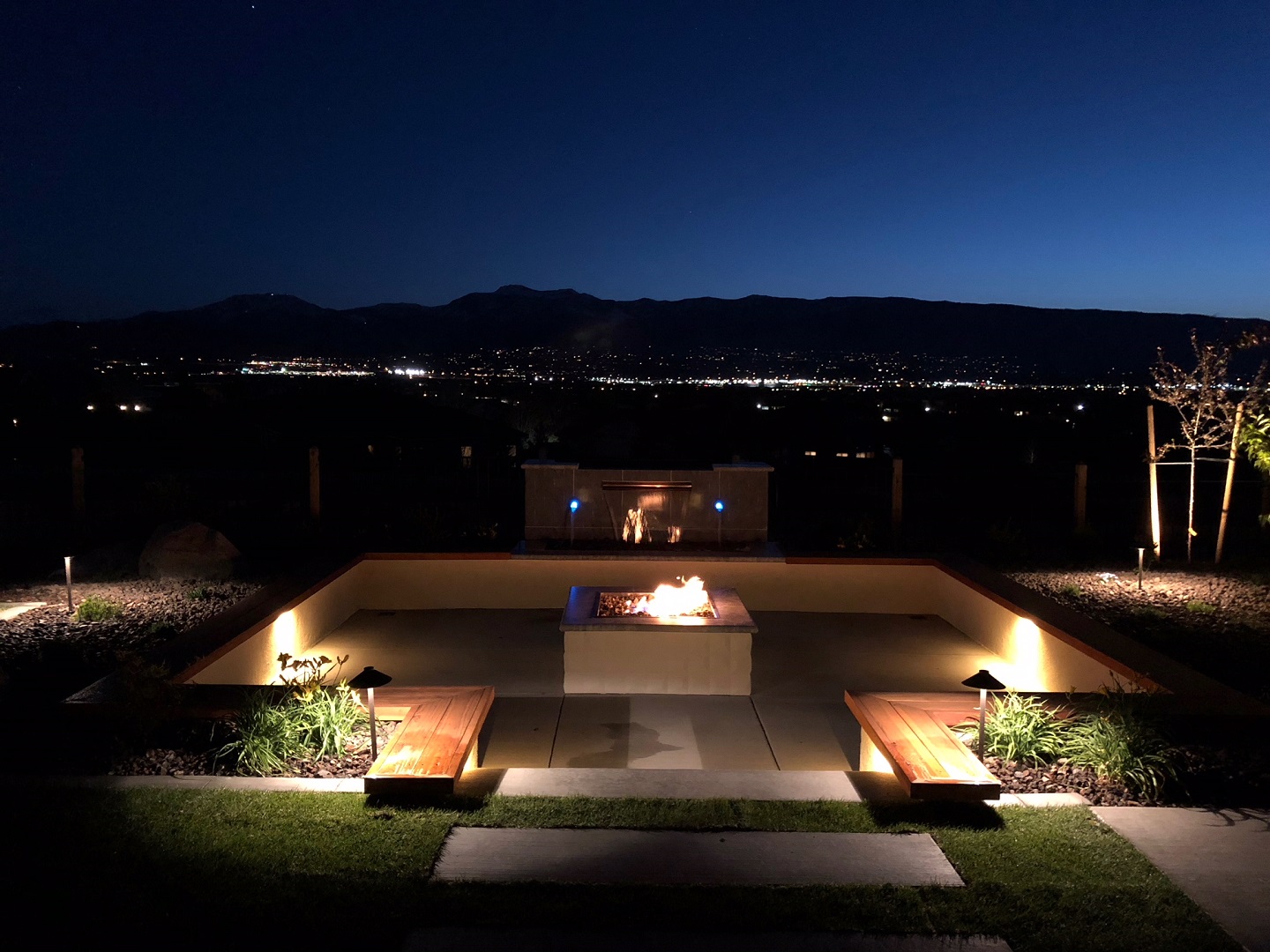 Stunning outdoor living in Penryn, CA - modern landscape lighting and outdoor kitchen Penryn CA