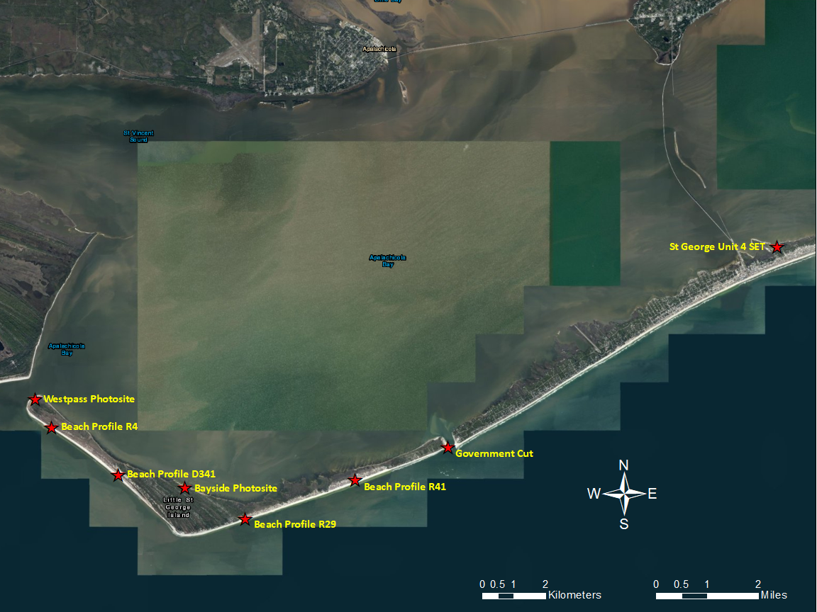 Map of the eight sites surveyed annually by MANTIS, CBI, and ANERR.