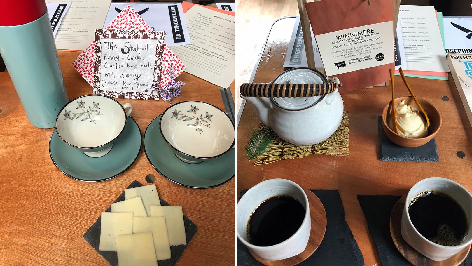Left: Bone broth and Wagon Wheel. Right: Coffee and Winnimere. Photos by Lauren Savoie.
