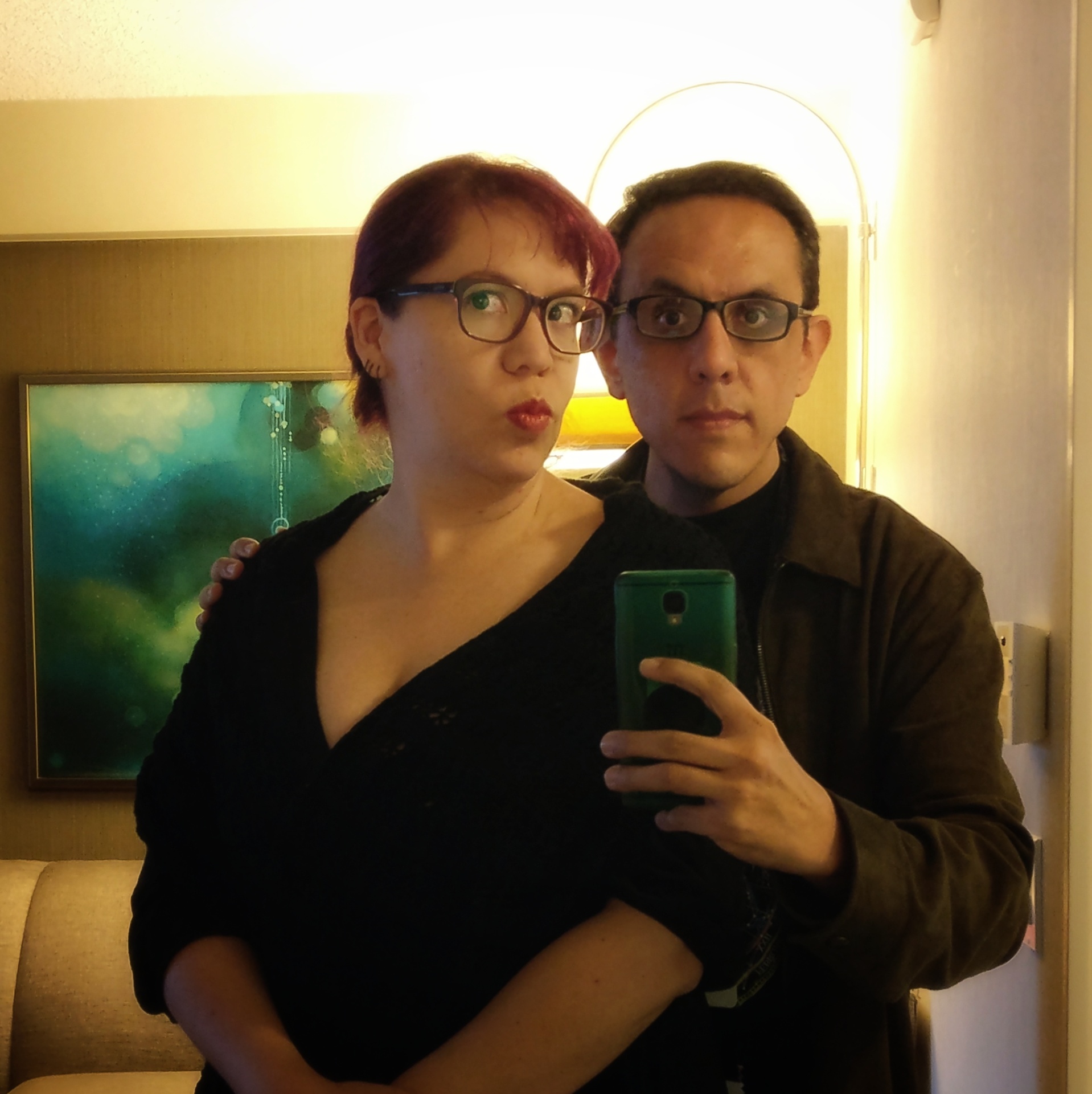 Raquel Castro and Alberto Chimal ready for Hugo night