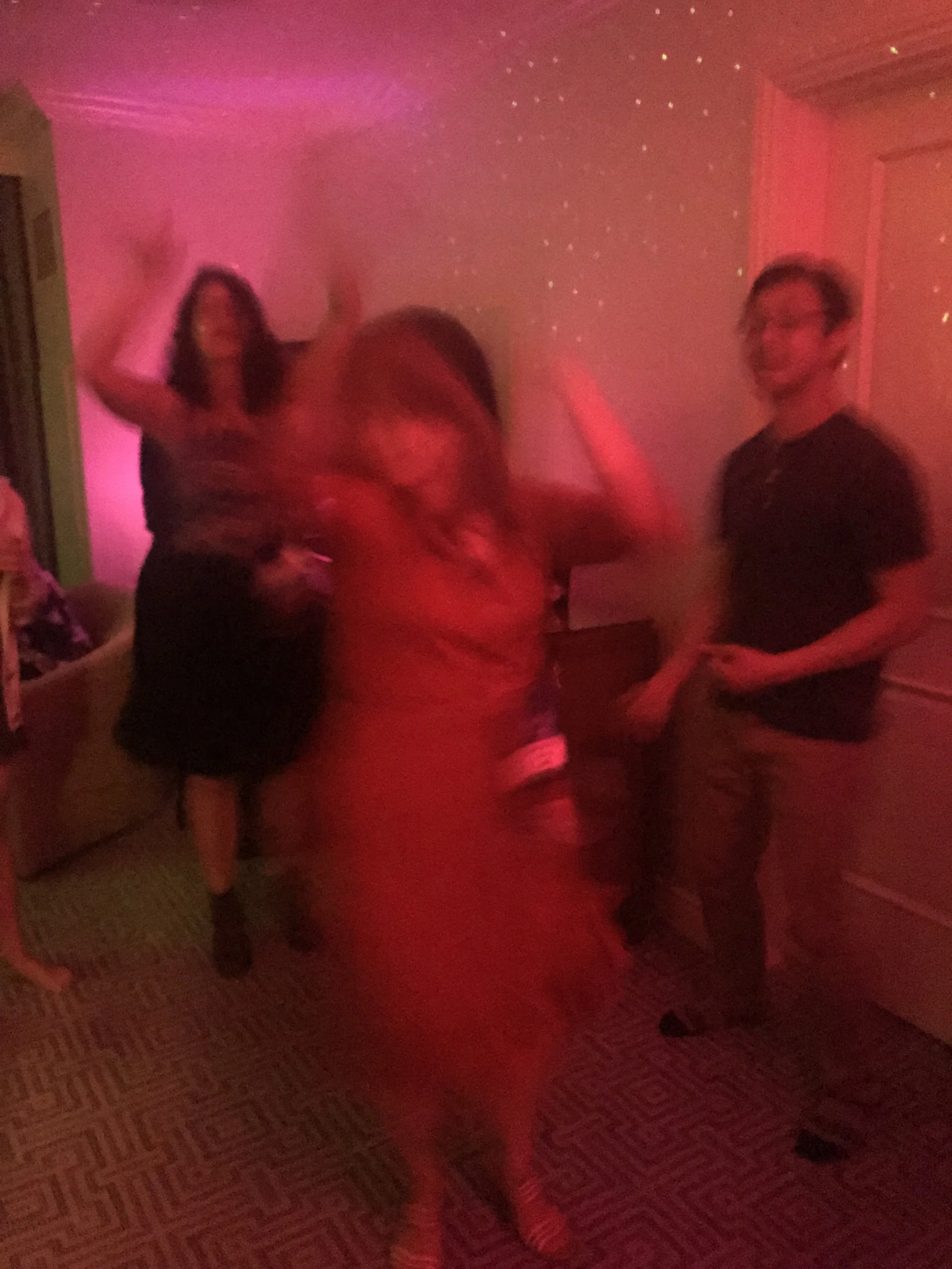Andrea Chapela and Gabriela DamiƔn Miravete dancing at a party late Saturday night (Photo by Julia Rios)