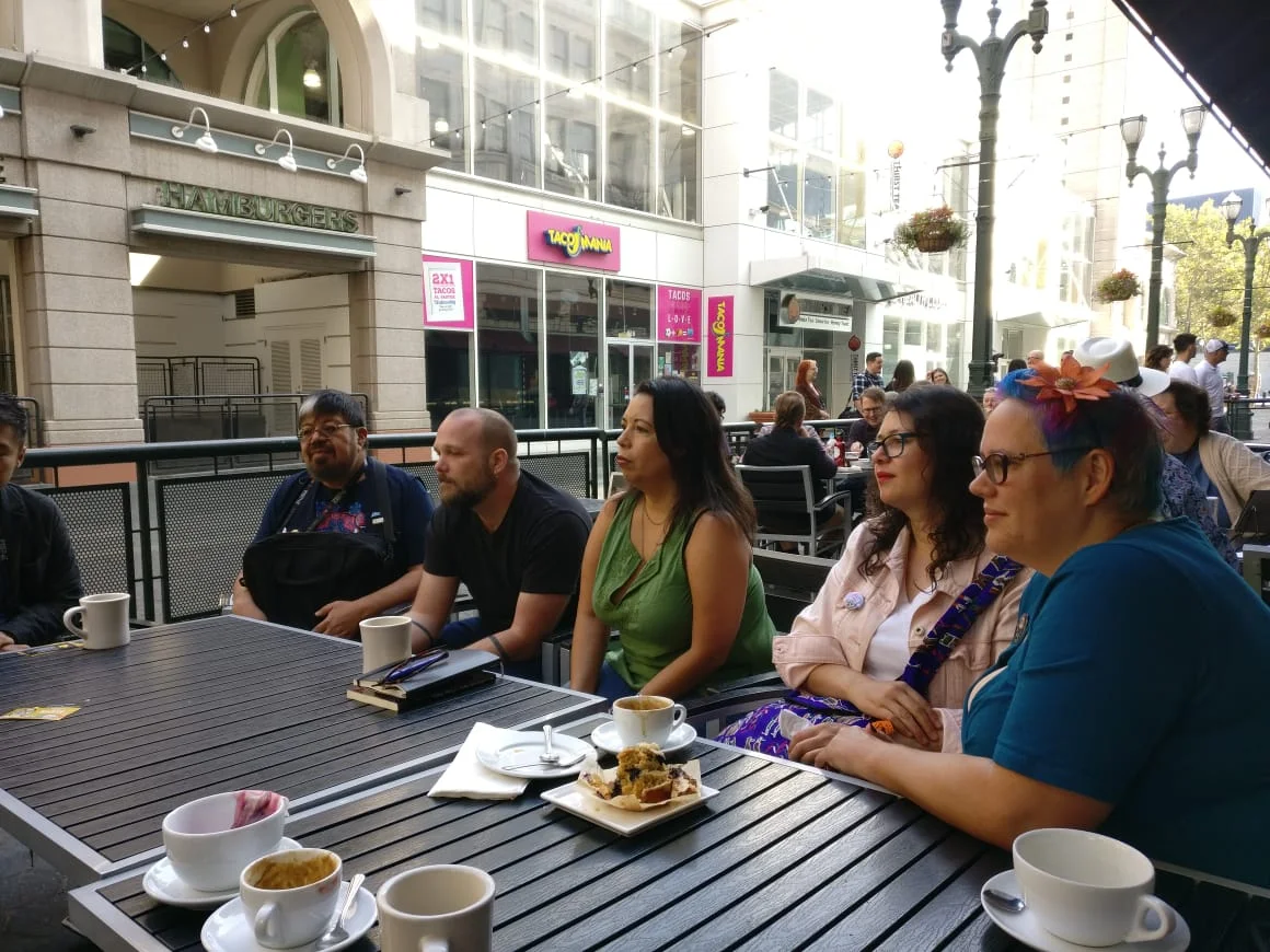 José Luis Zárate, Pablo Defendini, Felecia Caton Garcia, Libia Brenda, and Julia Rios (Photo by Alberto Chimal)