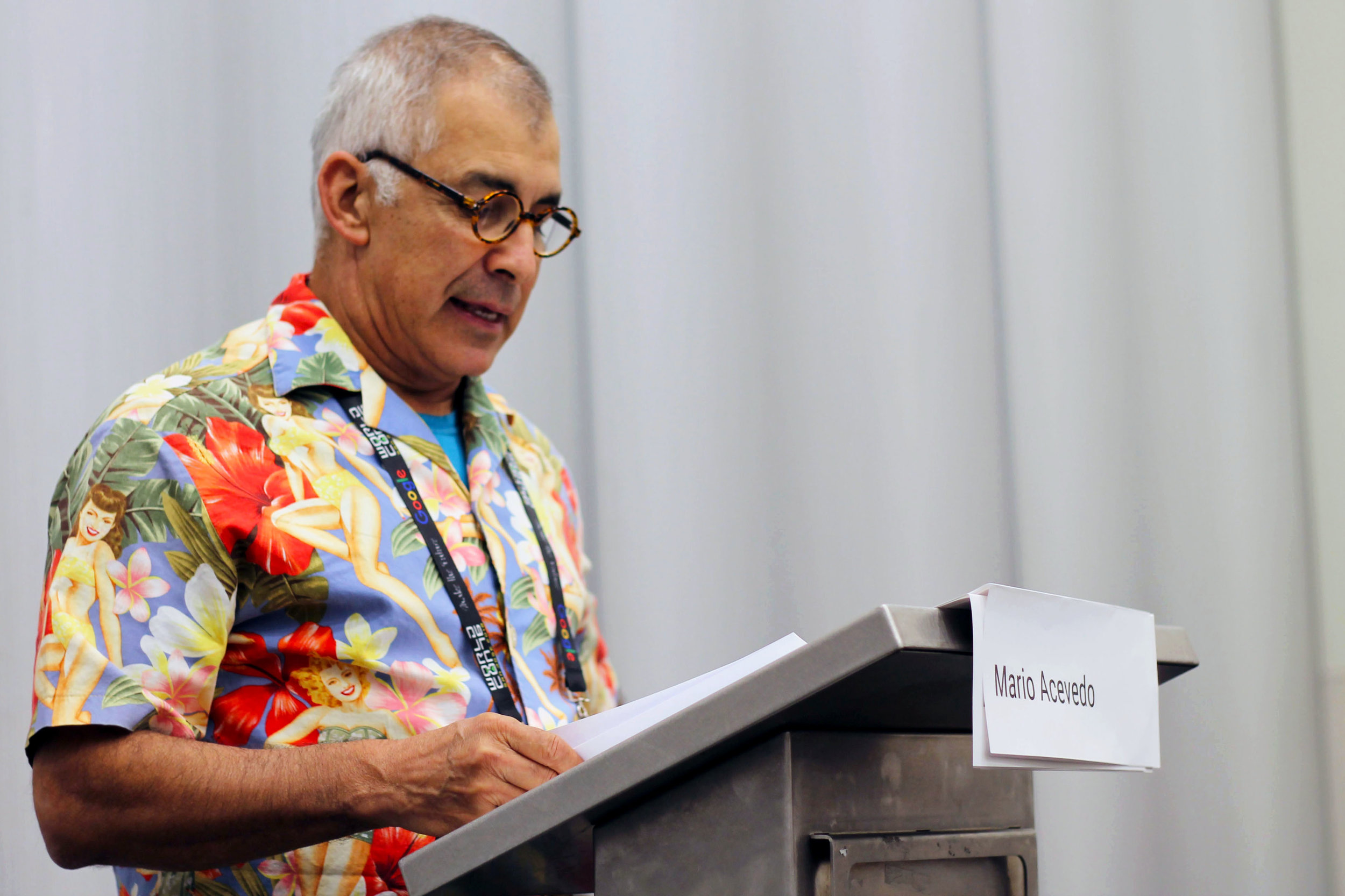Mario Acevedo at the Mexicanx Initiative English language group reading (Sent by Julia Rios; photo by Kateryna Barnes)