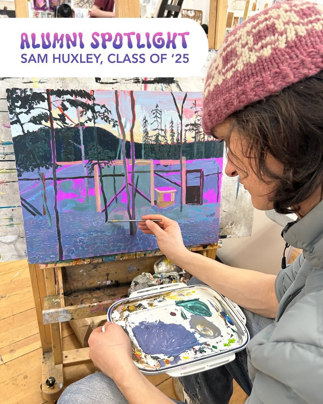 🪕Alumni spotlight - Sam Huxley, class of &lsquo;25!

Sam Huxley attended the 2024-25 Foundation Year Program and stayed on in Dawson over the summer to work at the Klondike Institute of Art and Culture - creating and facilitating community programmi
