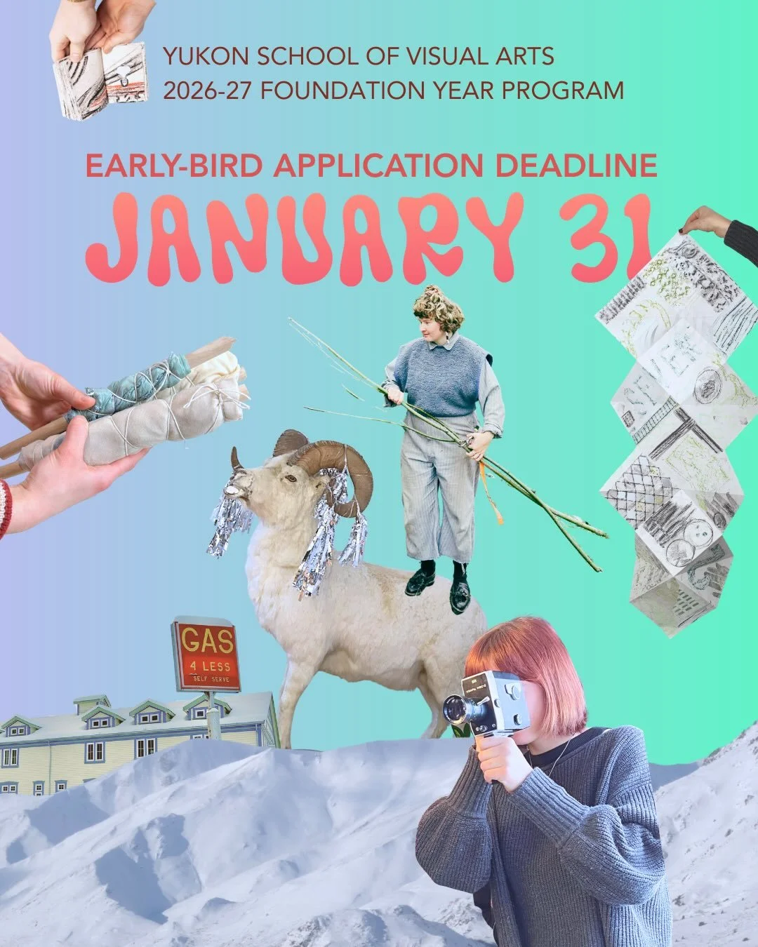 ✨The early-bird application deadline for the 2026-27 Foundation Year Program at the Yukon School of Visual Arts is coming up this Saturday, January 31!

The program runs from September to mid-April in four intensive 7-week Quarters. Students get to s