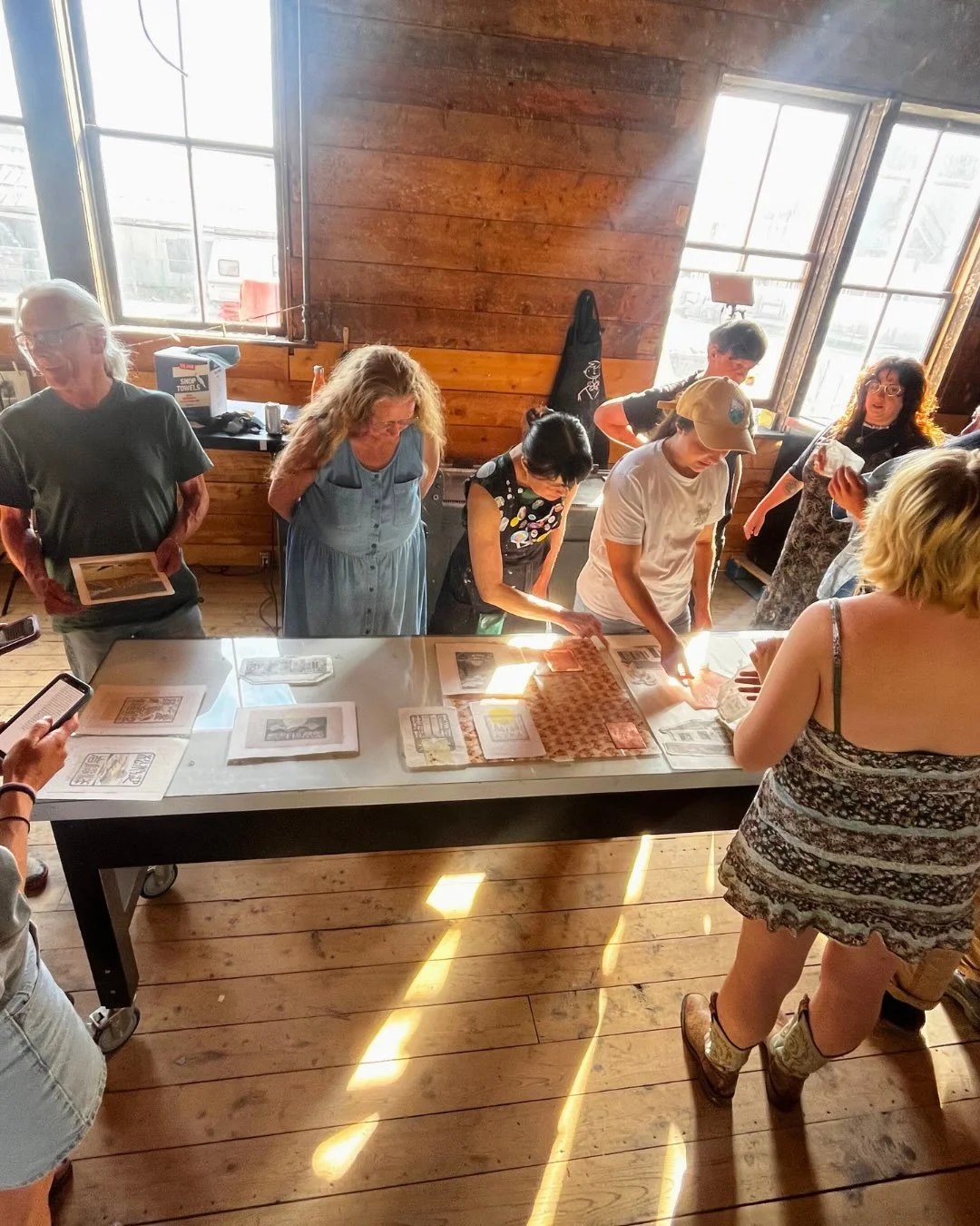 More highlights from week 1 of the Print &amp; Publishing summer intensive!  Artist @edjuandraws, whose current exhibition Memory Crimes is on display at the ODD Gallery, gave an artist talk at the Dawson Daily News building introducing students to h