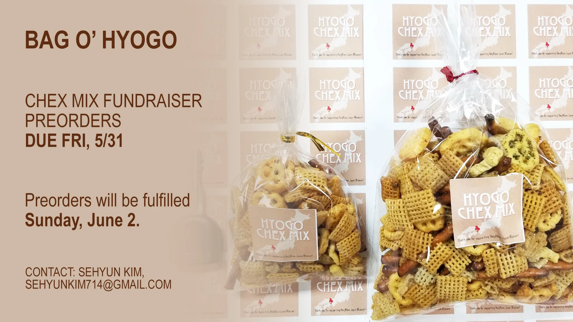 “Bag O’ Hyogo” Chex Mix Fundraiser