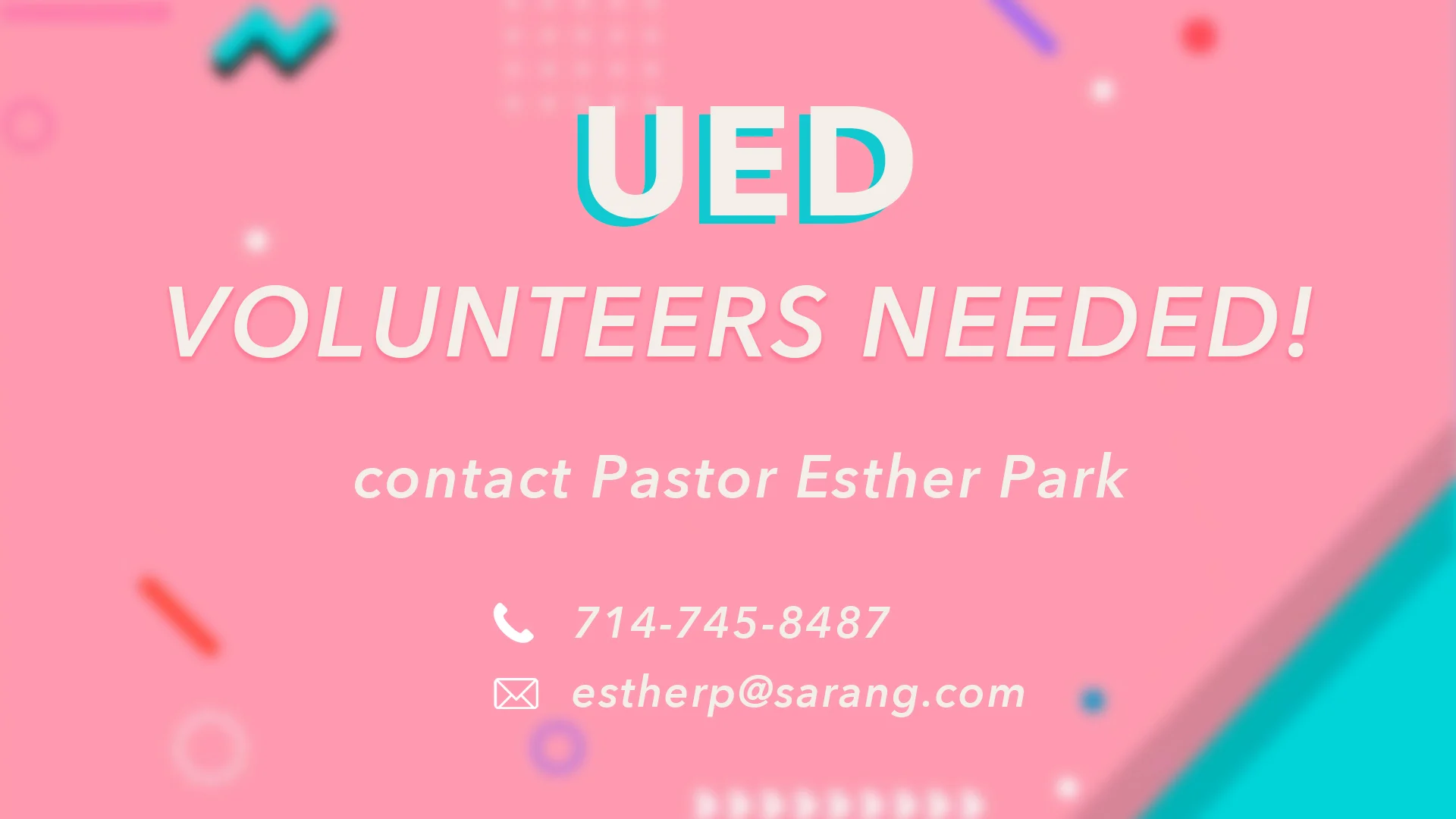 Volunteers Needed for Upper Elementary Department