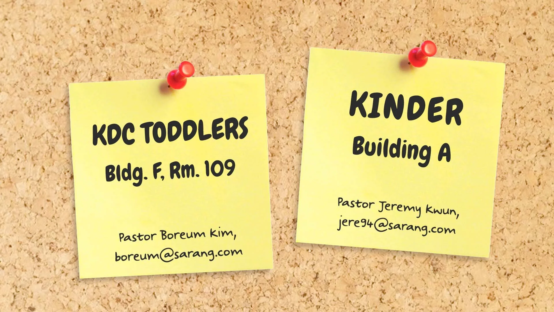 Location Changes: KDC Toddlers &amp; Kinder Education Departments