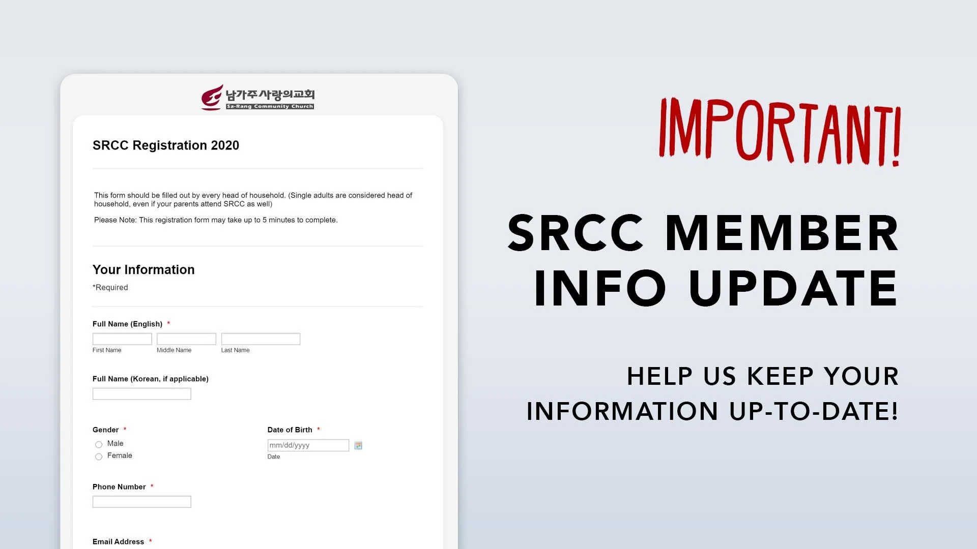 SRCC Registration &amp; Member Info Update