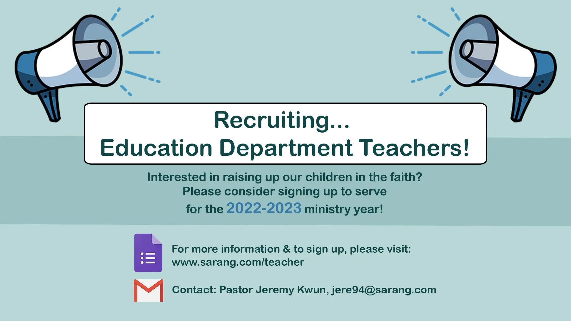 Education Department Teacher Volunteers Needed
