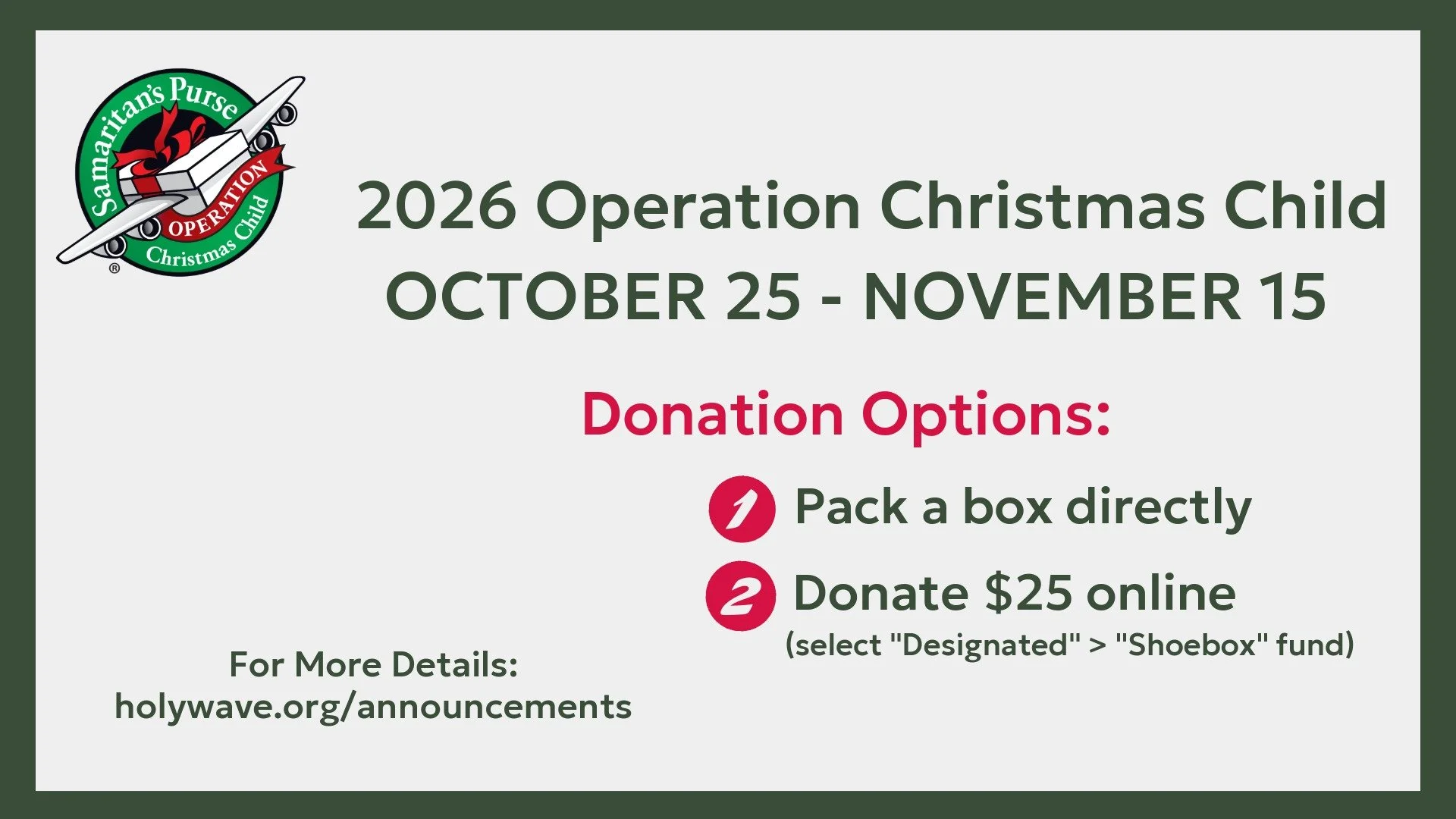 2026 Operation Christmas Child 