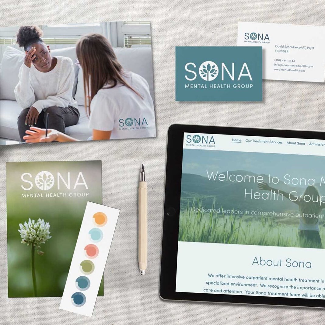 New branding for Sona Mental Health Group.  This California intensive outpatient treatment center will be launching soon. We helped Sona with naming, brand identity and development, website design, email marketing and positioning. Can&rsquo;t wait to