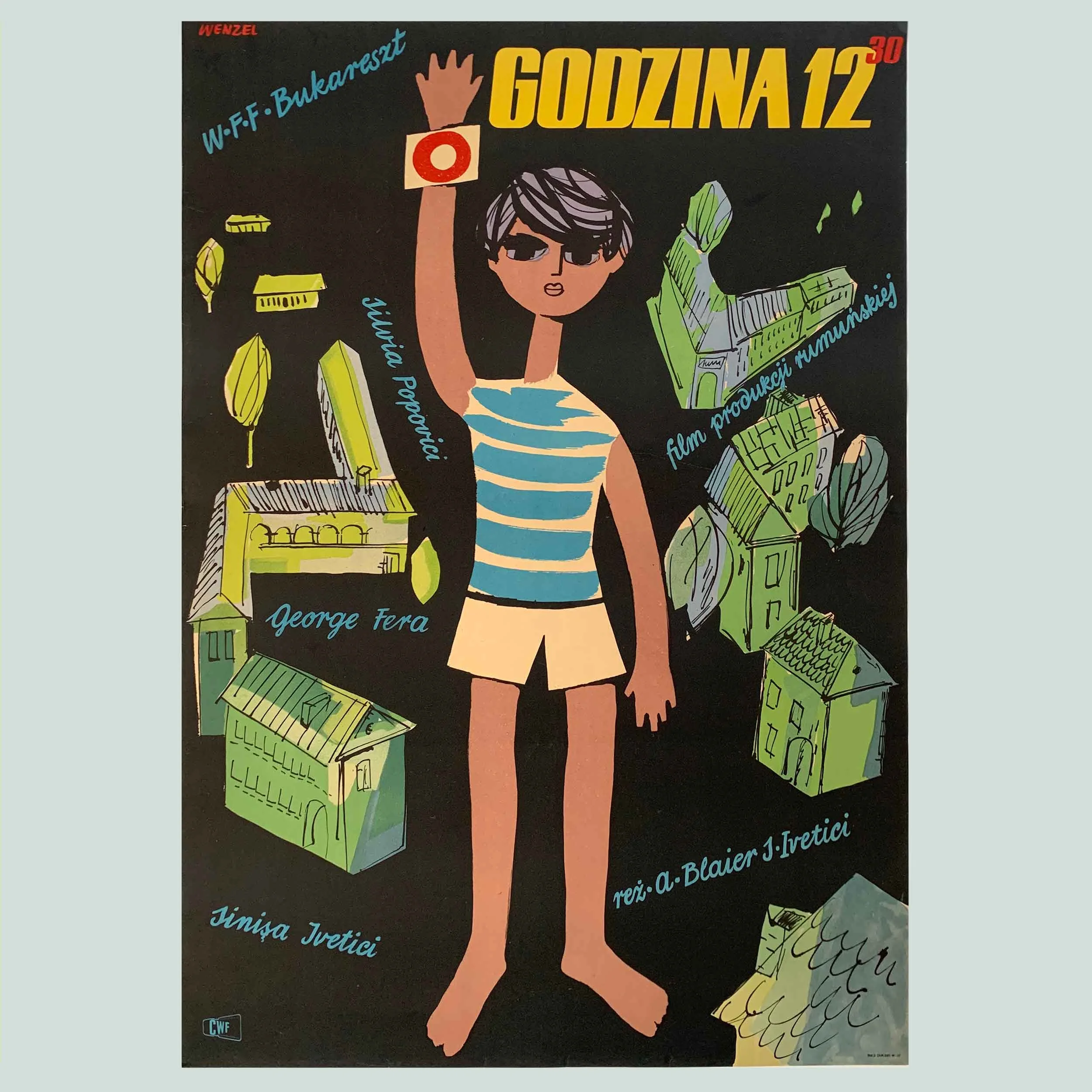 Original Midcentury Polish Poster | Polish School of Posters | Wenzel | Godzina 12 | 1959