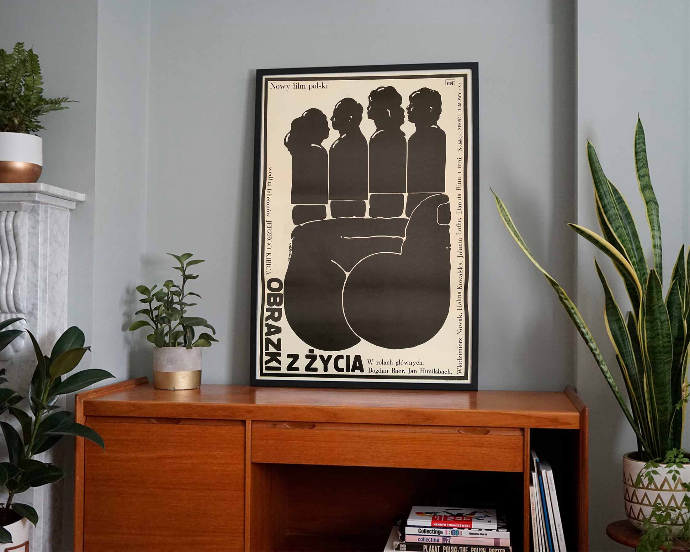Obrazki z Zycia | Jakub Erol | 1976 | Original Polish Poster | Polish School of Posters | Vintage Midcentury Modern Art Print | Art Poster | Vintage Poster, Glassette