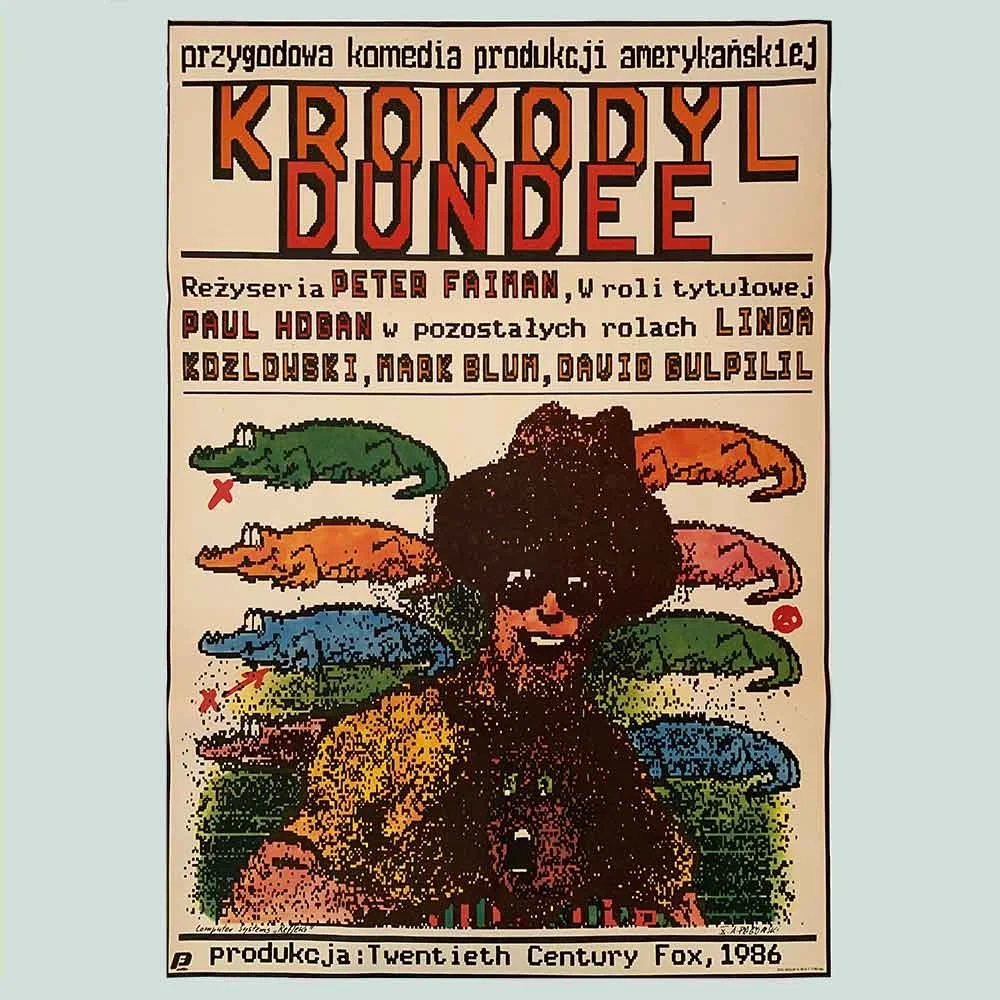 Krokodyl Dundee | Pagowski, Andrzej | 1981 | Crocodile Dundee | Polish Poster | Polish School of Posters | Midcentury Modern | Original Art Print | Vintage Film Poster