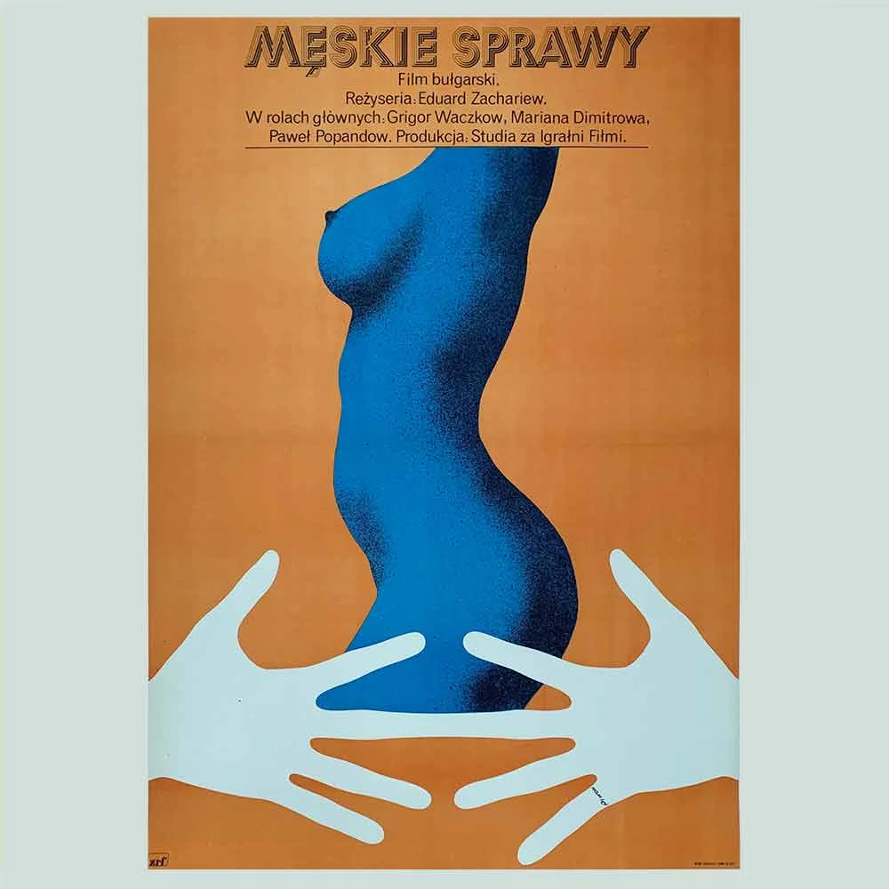 Piwon (Piwonski), Andrzej | 1977 | Men's Business | Meskie Sprawy | Polish Poster | Polski Plakat | Polish School of Posters | Original Vintage Film Poster | Midcentury Modern Art