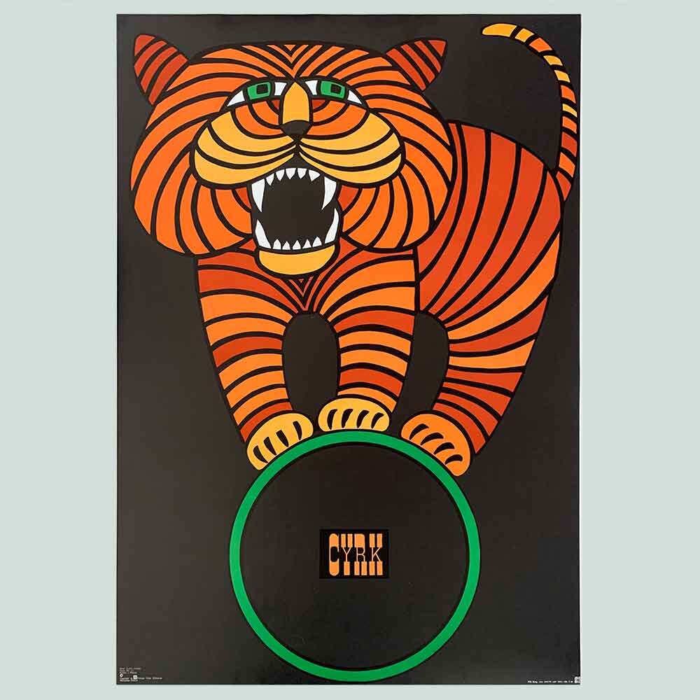 CYRK Striped Tiger Polish Circus Poster Limited Edition 1971/2020 Hilscher art! 