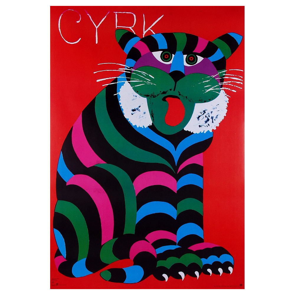 Hubert Hilscher Cyrk Stripy Cat Vintage Polish Poster  (Copy)