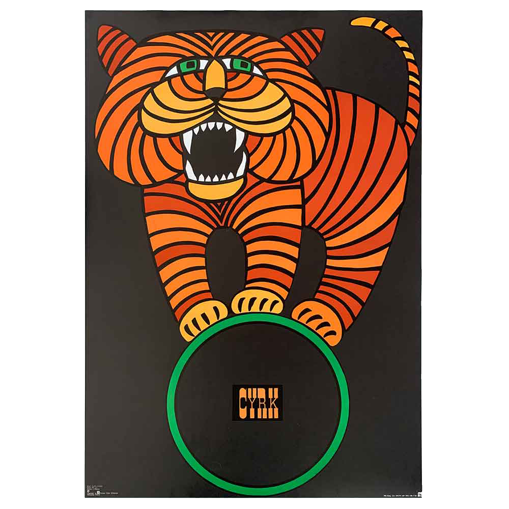 Hubert Hilscher Cyrk Tiger on a Hoop Vintage Polish Poster  (Copy)