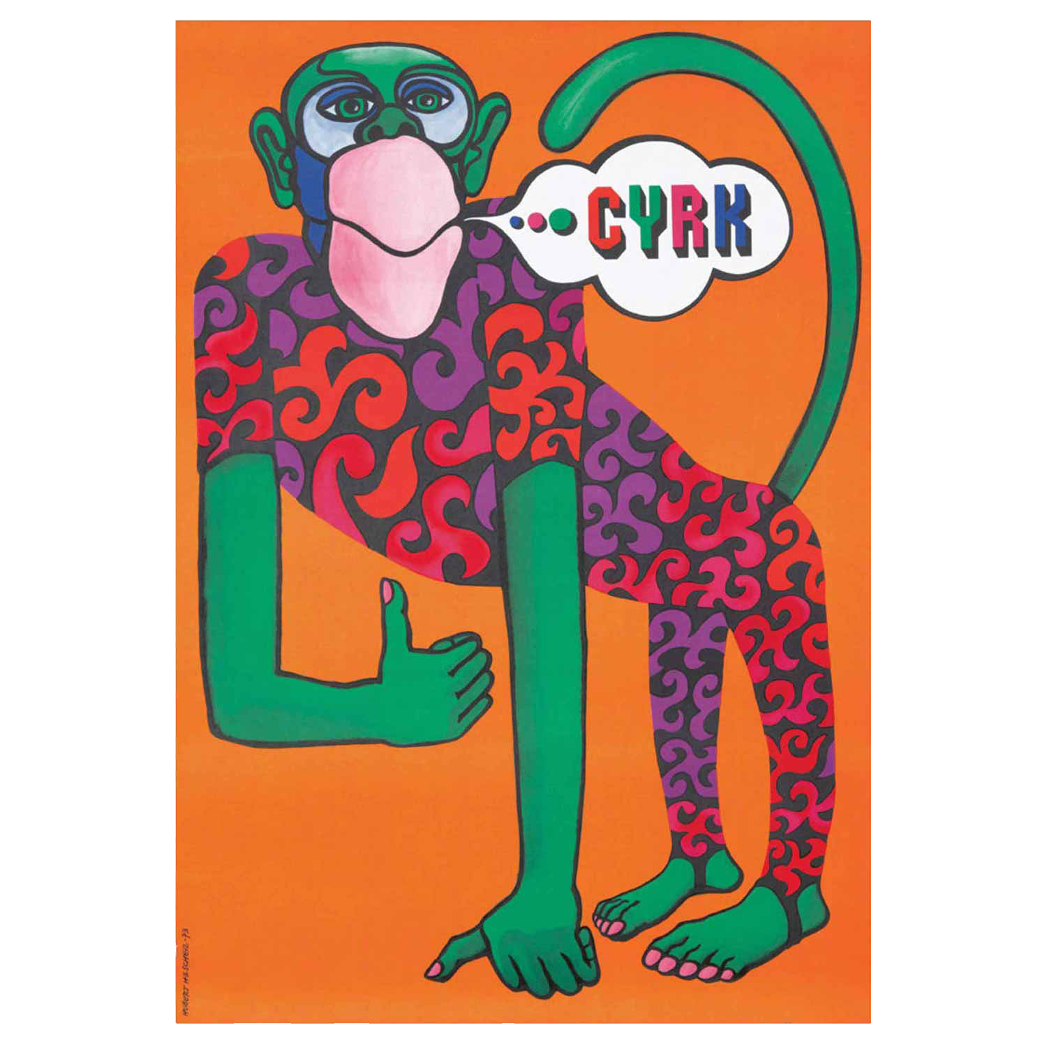 Hubert Hilscher Cyrk Green Monkey Vintage Polish Poster  (Copy)