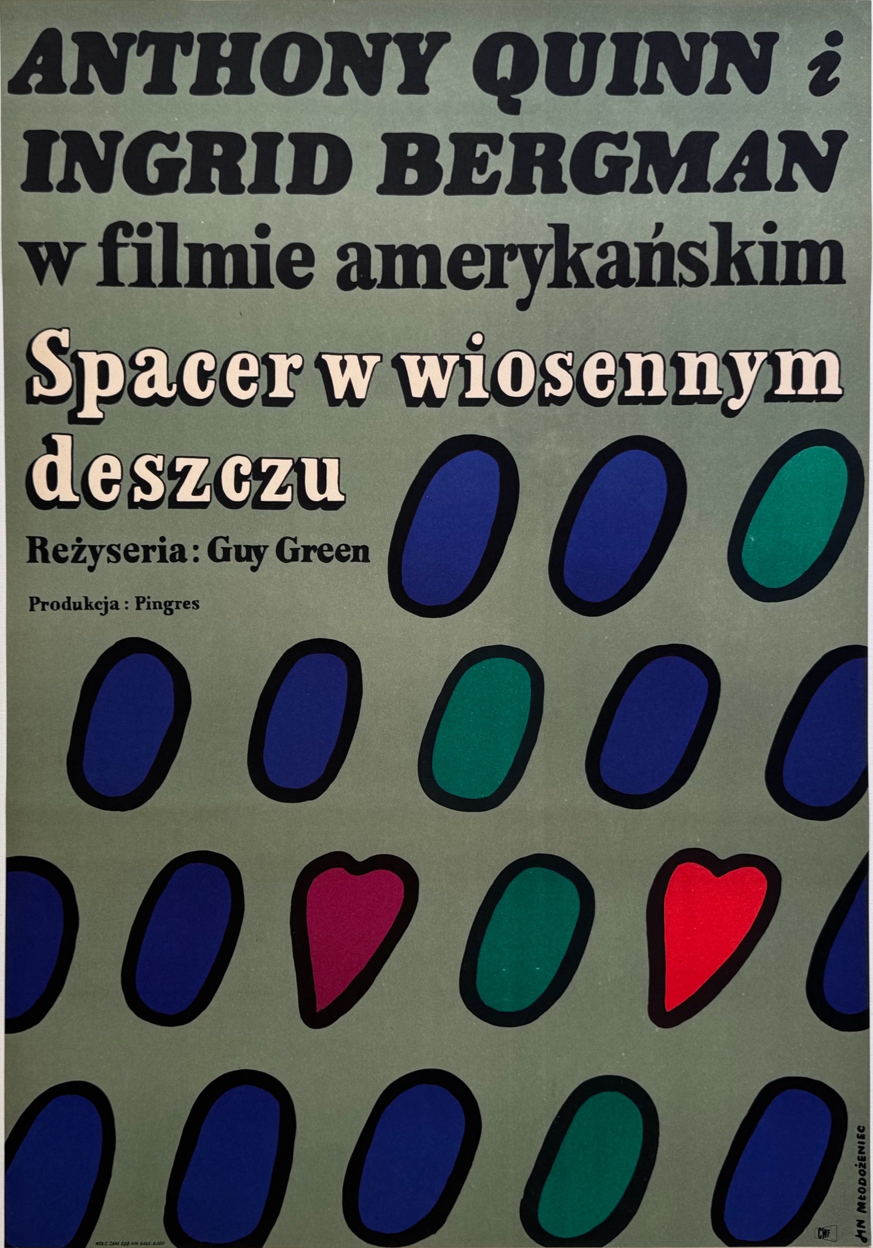 Spacer w Wiosennym Deszczu A Walk in the Spring Rain Polish Poster Jan Mlodozeniec 1972