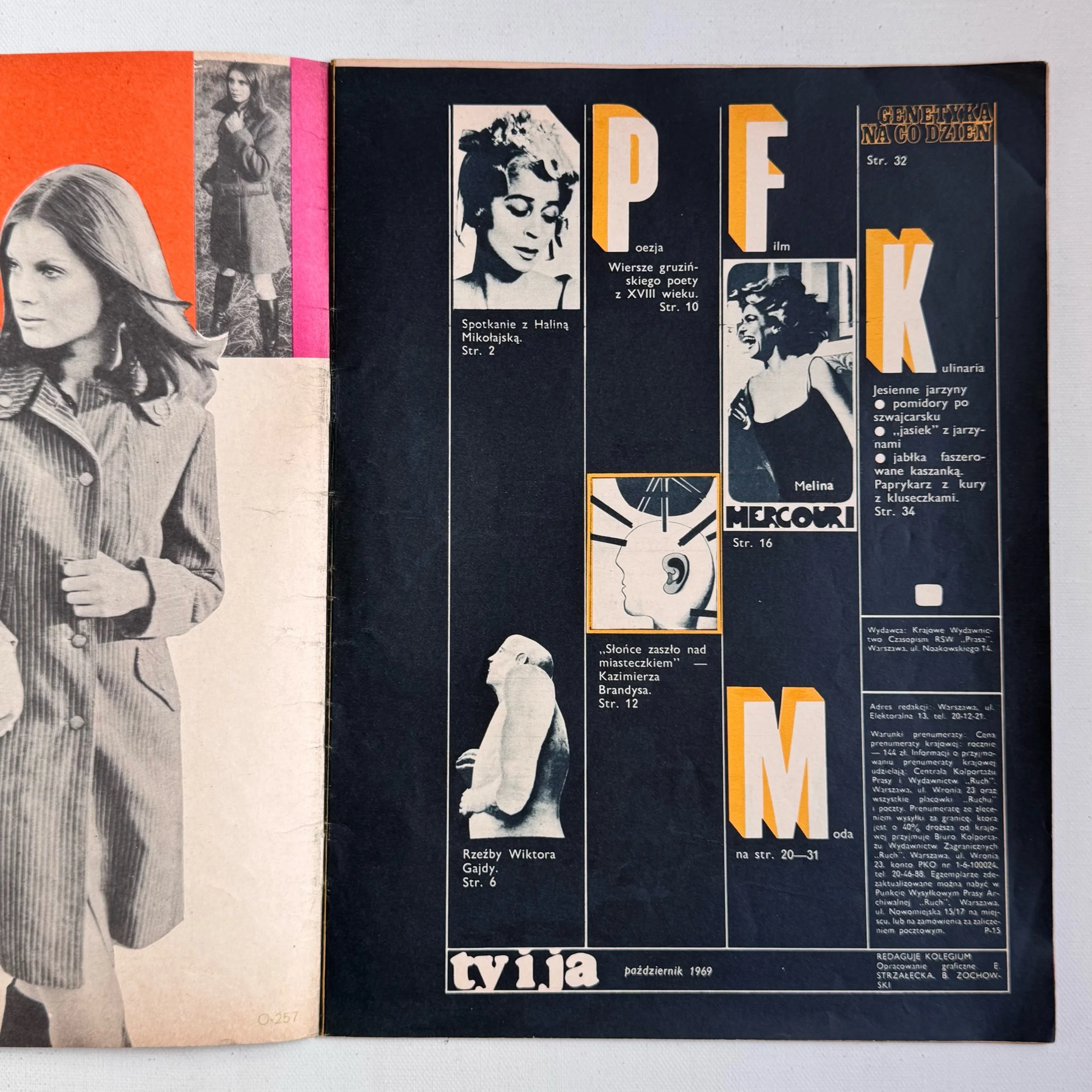 Original vintage Polish 1969 No 10 (114) Ty i Ja magazine with cover designed by Waldemar Swierzy.