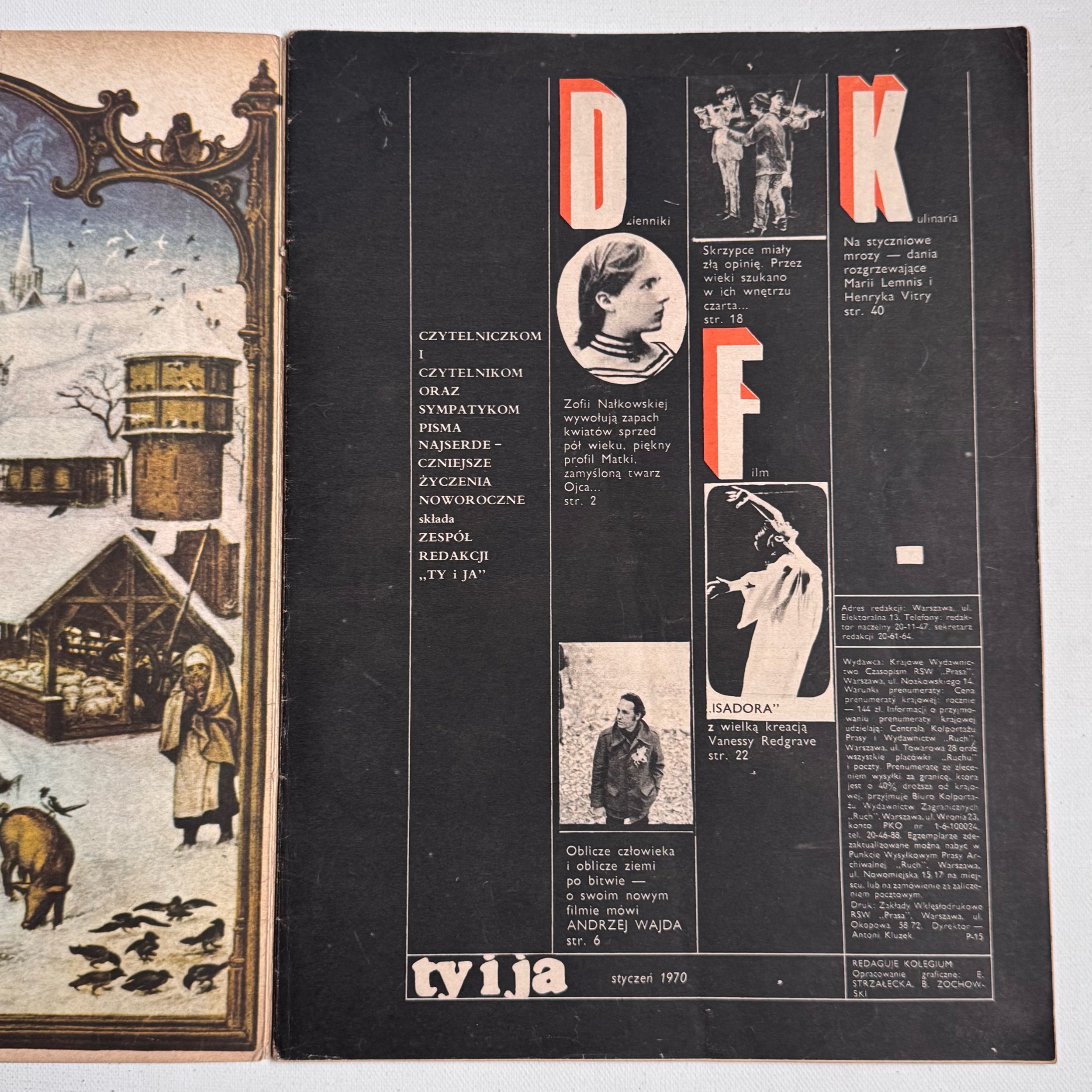 Vintage Polish culture and fashion Ty i Ja magazine with cover designed by Leszek Oldak in 1970, no 1 (117).