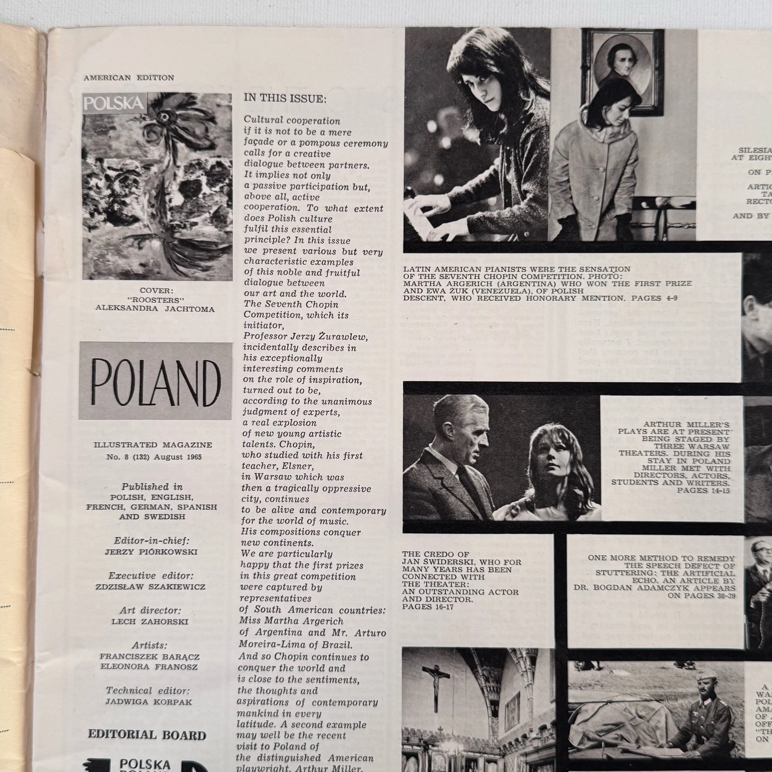 Original vintage 1965 Poland Magazine, with cover designed by Aleksandra Jachtoma