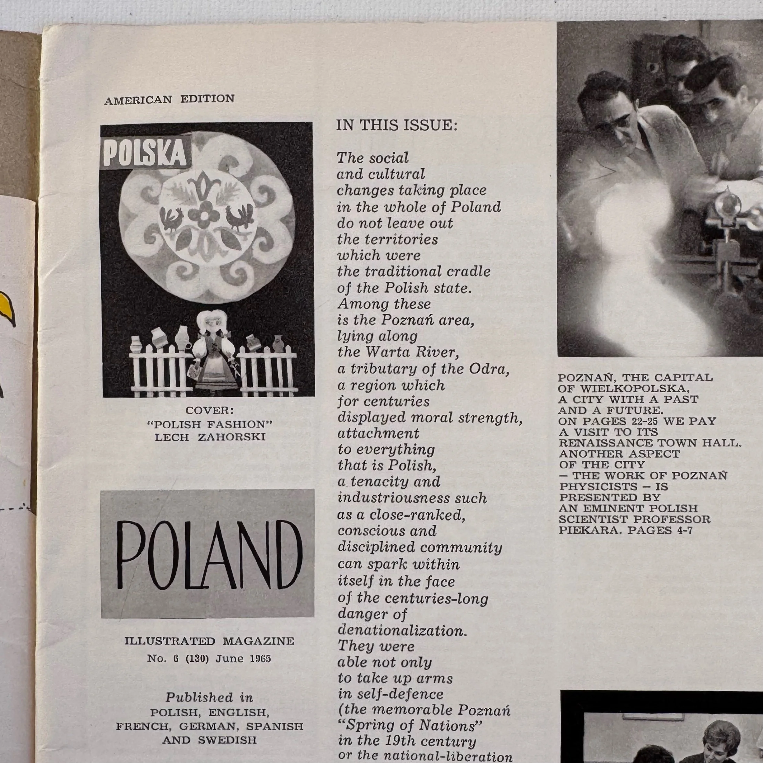 Original vintage 1965 Poland Magazine, with cover designed by Lech Zahorski.