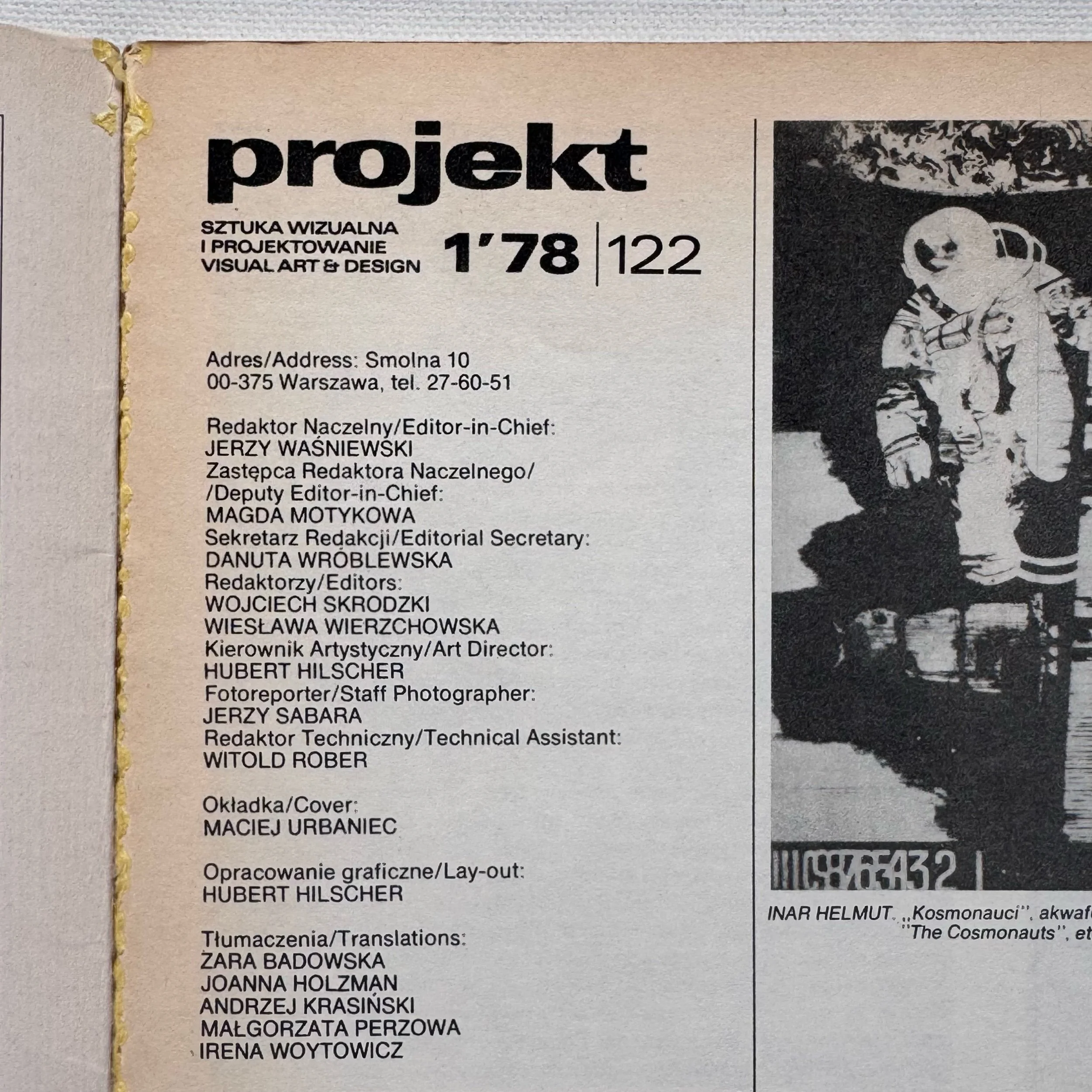 Vintage Polish ‘Projekt‘ magazine of visual art and design, with cover designed by Maciej Urbaniec in 1978