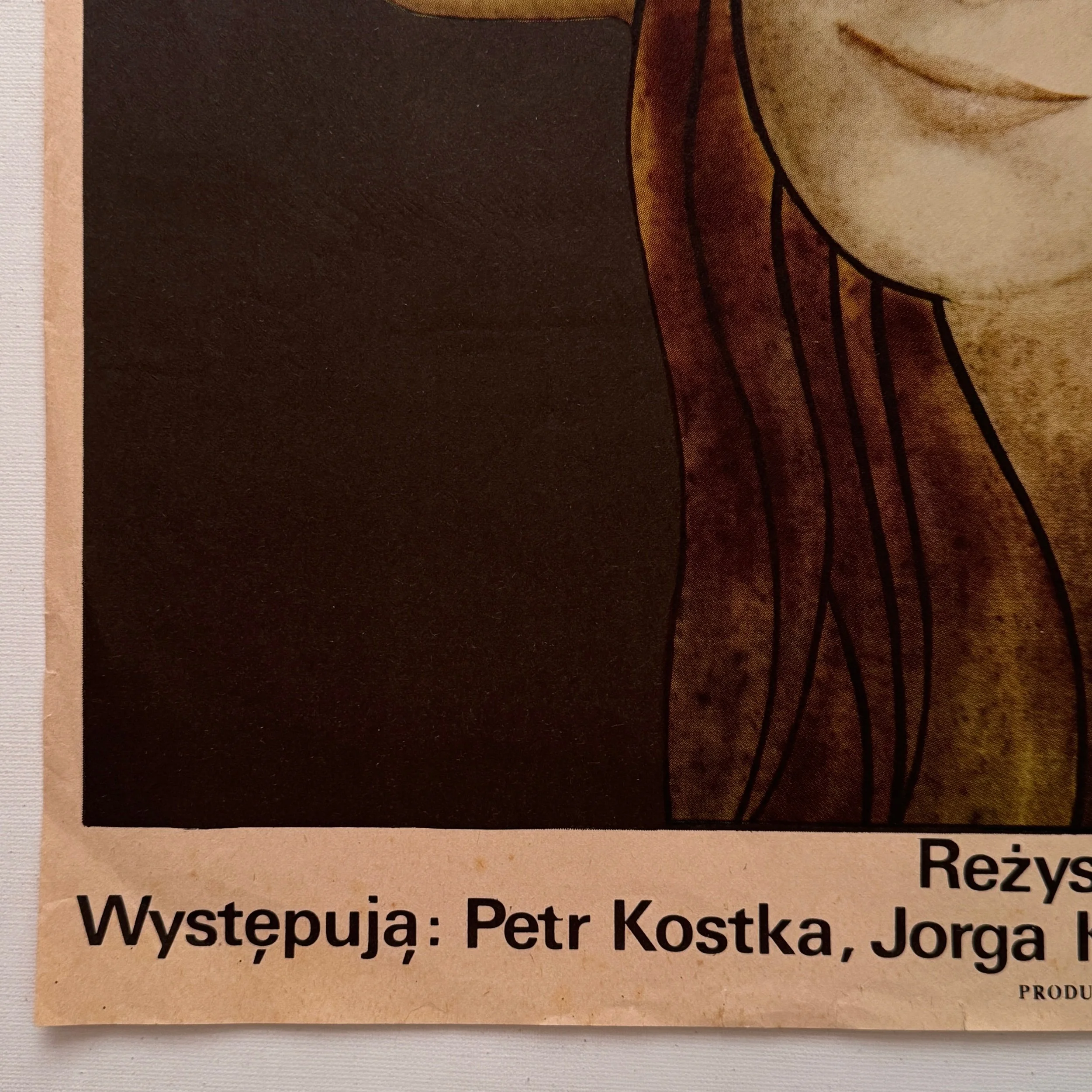 Vintage Polish poster designed by Krystyna Hoffmann-Pagowska in 1981 for a Czechoslovakian film Piatek Nie Swiatek Friday is No Holiday