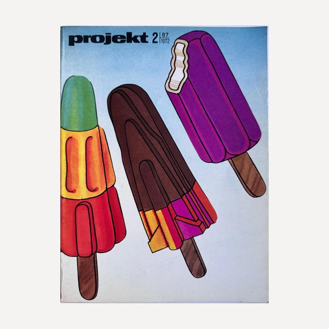 Vintage Polish ‘Projekt‘ magazine of visual art and design, with cover designed by Roslaw Szaybo in 1972 (No 2/87).